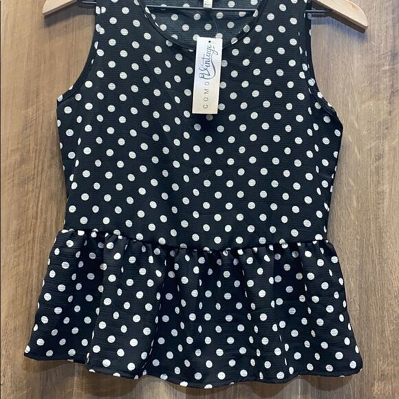 COMO VINTAGE - Black Polka Dot Tank - Picture 4 of 4